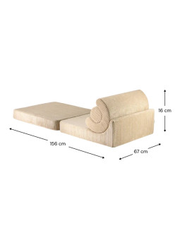 Flipster by Wigiwama Kids Foam Modular Sofa Set with Removable Cover in Brown Corduroy Biscuit