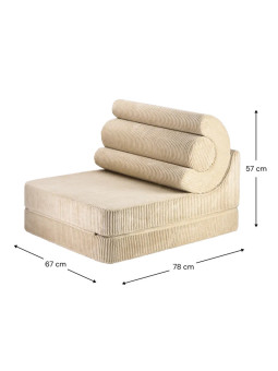Flipster by Wigiwama Kids Foam Modular Sofa Set with Removable Cover in Brown Corduroy Biscuit