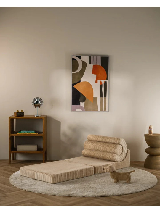 Flipster by Wigiwama Kids Foam Modular Sofa Set with Removable Cover in Brown Corduroy Biscuit