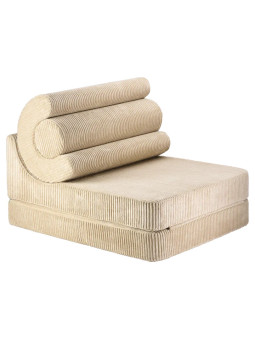 Flipster by Wigiwama Kids Foam Modular Sofa Set with Removable Cover in Brown Corduroy Biscuit