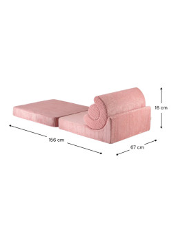 Flipster by Wigiwama Kids Foam Modular Sofa Set with Removable Cover in Pink Mousse
