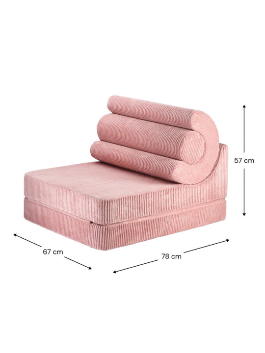 Divano Modulare per Bambini Flipster in Velluto Rosa - Wigiwama