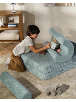 Flipster by Wigiwama Kids Foam Modular Sofa Set with Removable Cover in Peppermint Green
