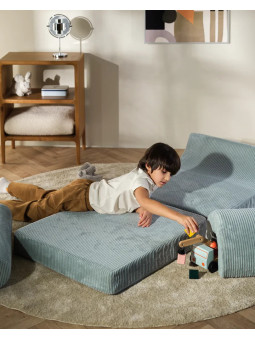 Flipster by Wigiwama Kids Foam Modular Sofa Set with Removable Cover in Peppermint Green