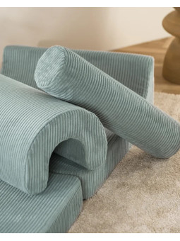Flipster by Wigiwama Kids Foam Modular Sofa Set with Removable Cover in Peppermint Green