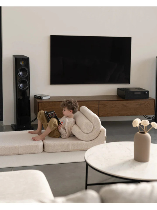Flipster by Wigiwama Kids Foam Modular Sofa Set with Removable Cover in White Craem Teddy Fabric