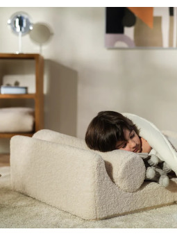 Flipster by Wigiwama Kids Foam Modular Sofa Set with Removable Cover in White Craem Teddy Fabric