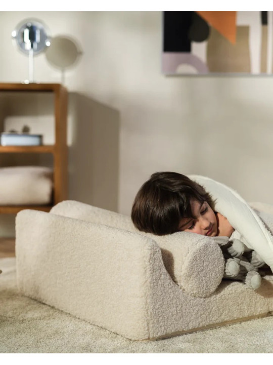 Flipster by Wigiwama Kids Foam Modular Sofa Set with Removable Cover in White Craem Teddy Fabric