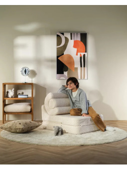 Flipster by Wigiwama Kids Foam Modular Sofa Set with Removable Cover in White Craem Teddy Fabric