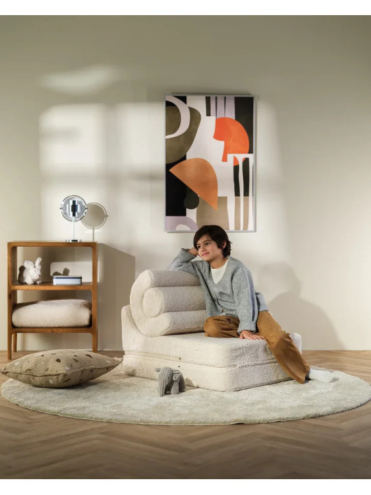Flipster by Wigiwama Kids Foam Modular Sofa Set with Removable Cover in White Craem Teddy Fabric