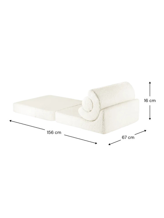 Flipster by Wigiwama Kids Foam Modular Sofa Set with Removable Cover in White Craem Teddy Fabric