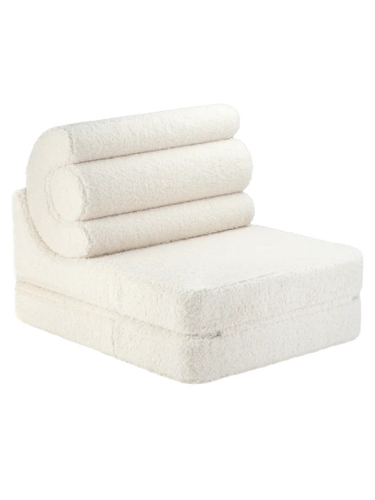 Flipster by Wigiwama Kids Foam Modular Sofa Set with Removable Cover in White Craem Teddy Fabric