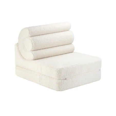 Flipster by Wigiwama Kids Foam Modular Sofa Set with Removable Cover in White Craem Teddy Fabric
