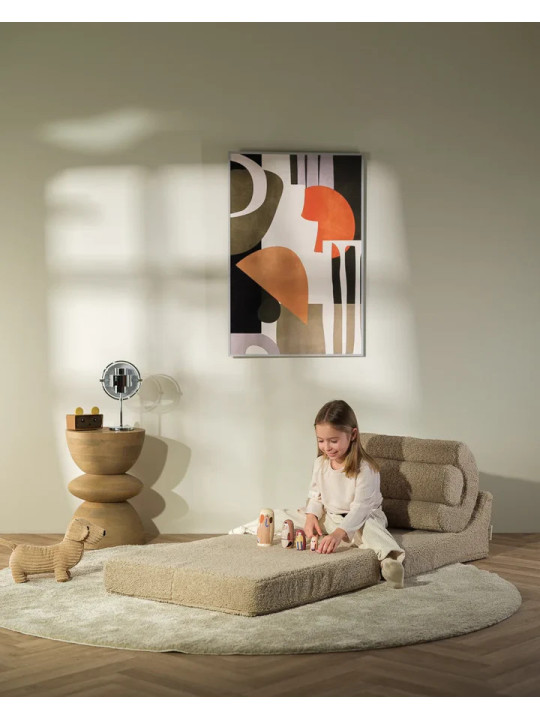 Flipster by Wigiwama Kids Foam Modular Sofa Set with Removable Cover in Biscuit Brown Teddy Fabric