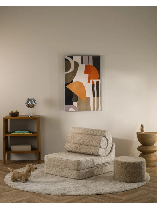 Flipster by Wigiwama Kids Foam Modular Sofa Set with Removable Cover in Biscuit Brown Teddy Fabric