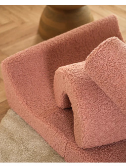 Set divano modulare in schiuma per bambini con rivestimento sfoderabile in tessuto teddy rosa guava Flipster by Wigiwama