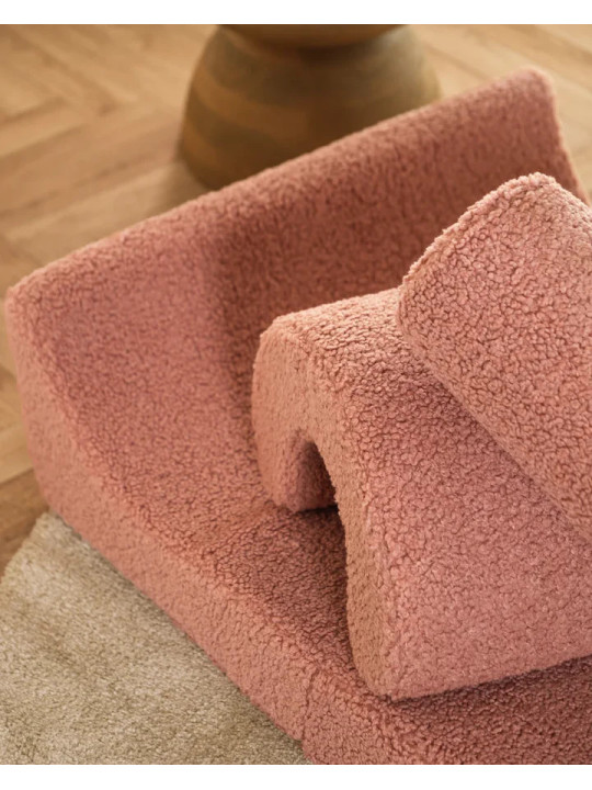 Set divano modulare in schiuma per bambini con rivestimento sfoderabile in tessuto teddy rosa guava Flipster by Wigiwama