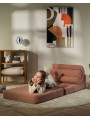 Set divano modulare in schiuma per bambini con rivestimento sfoderabile in tessuto teddy rosa guava Flipster by Wigiwama