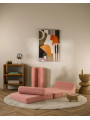 Set divano modulare in schiuma per bambini con rivestimento sfoderabile in tessuto teddy rosa guava Flipster by Wigiwama