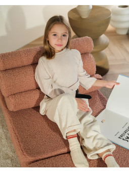 Set divano modulare in schiuma per bambini con rivestimento sfoderabile in tessuto teddy rosa guava Flipster by Wigiwama
