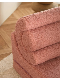 Set divano modulare in schiuma per bambini con rivestimento sfoderabile in tessuto teddy rosa guava Flipster by Wigiwama