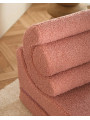 Flipster by Wigiwama Kids Foam Modular Sofa Set with Removable Cover in Guava Pink Teddy Fabric