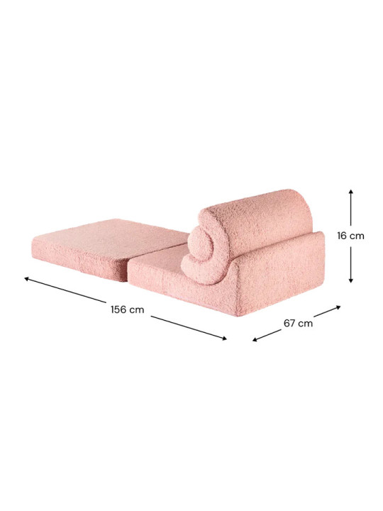 Set divano modulare in schiuma per bambini con rivestimento sfoderabile in tessuto teddy rosa guava Flipster by Wigiwama