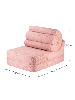 Set divano modulare in schiuma per bambini con rivestimento sfoderabile in tessuto teddy rosa guava Flipster by Wigiwama