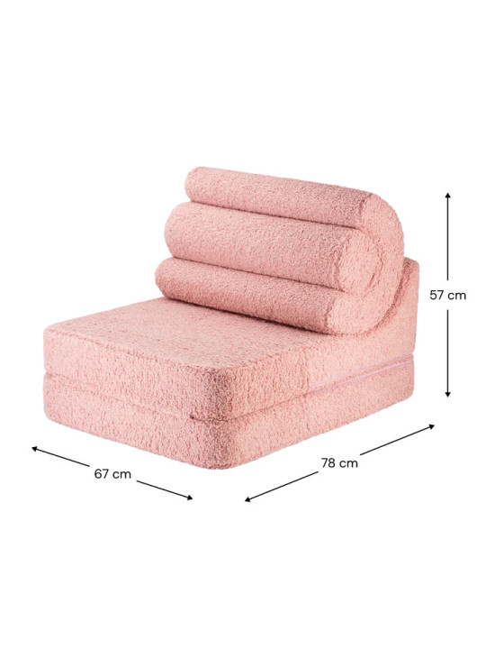 Set divano modulare in schiuma per bambini con rivestimento sfoderabile in tessuto teddy rosa guava Flipster by Wigiwama