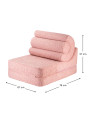 Flipster by Wigiwama Kids Foam Modular Sofa Set with Removable Cover in Guava Pink Teddy Fabric