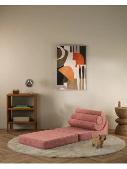 Flipster by Wigiwama Kids Foam Modular Sofa Set with Removable Cover in Guava Pink Teddy Fabric