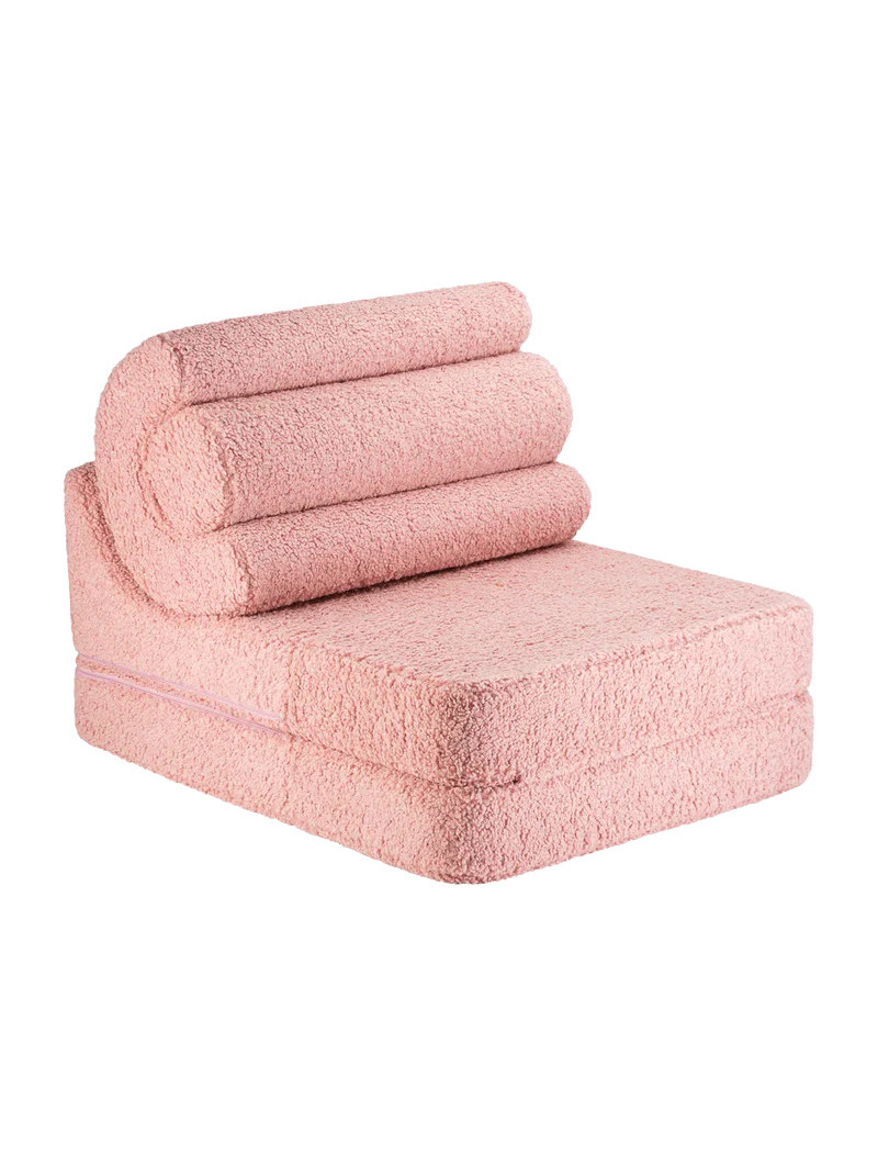 Set divano modulare in schiuma per bambini con rivestimento sfoderabile in tessuto teddy rosa guava Flipster by Wigiwama
