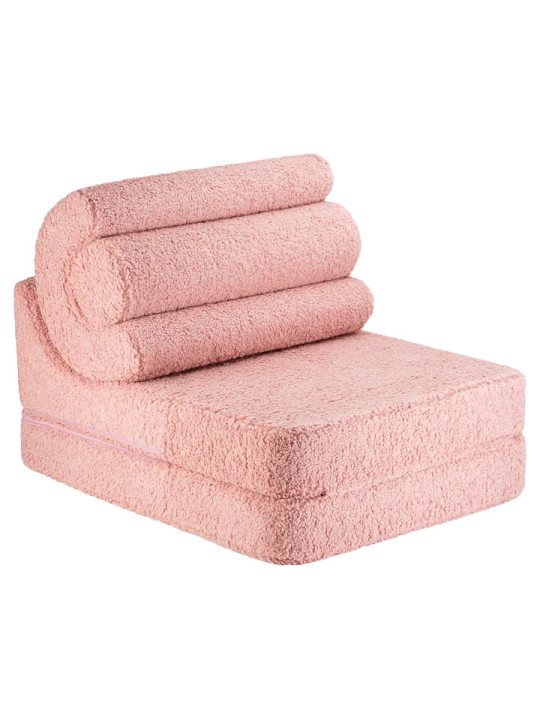 Flipster by Wigiwama Kids Foam Modular Sofa Set with Removable Cover in Guava Pink Teddy Fabric