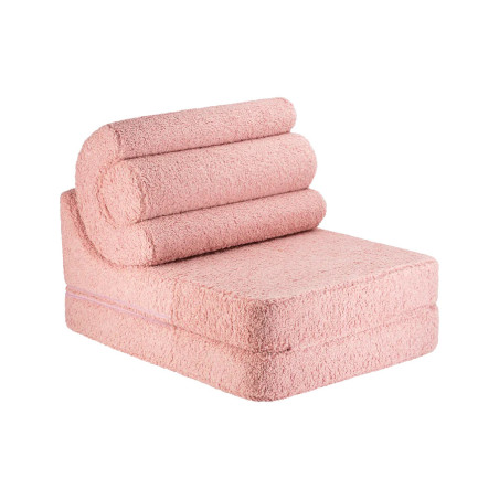 Set divano modulare in schiuma per bambini con rivestimento sfoderabile in tessuto teddy rosa guava Flipster by Wigiwama