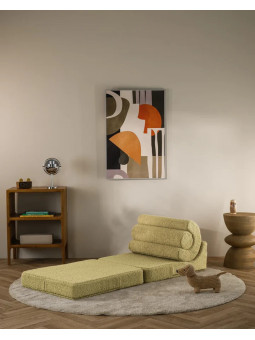 Flipster by Wigiwama Kids Foam Modular Sofa Set with Removable Cover in Matcha Green Teddy Fabric