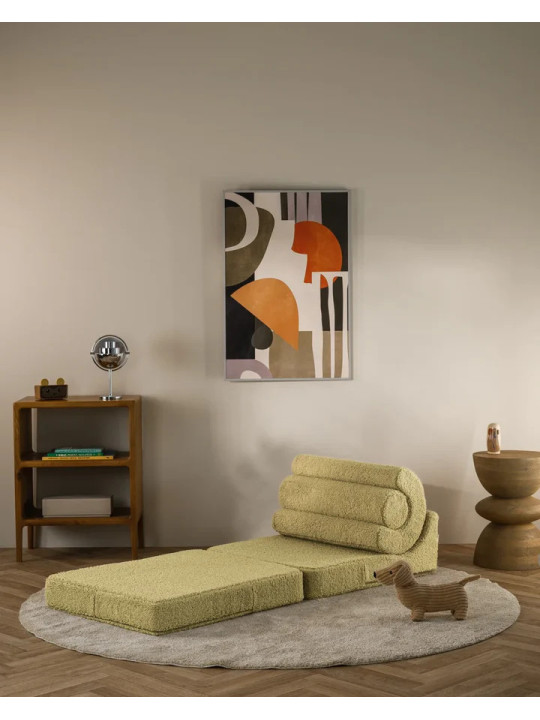 Flipster by Wigiwama Kids Foam Modular Sofa Set with Removable Cover in Matcha Green Teddy Fabric