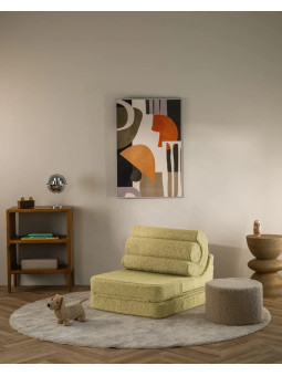 Flipster by Wigiwama Kids Foam Modular Sofa Set with Removable Cover in Matcha Green Teddy Fabric