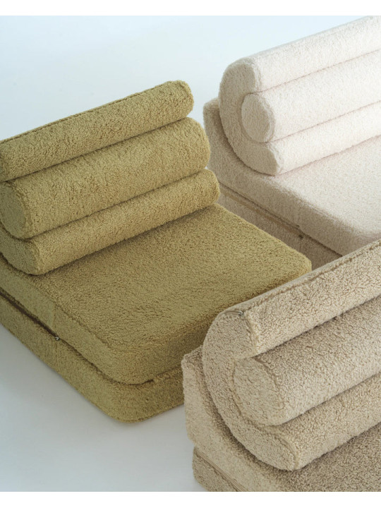 Flipster by Wigiwama Kids Foam Modular Sofa Set with Removable Cover in Matcha Green Teddy Fabric
