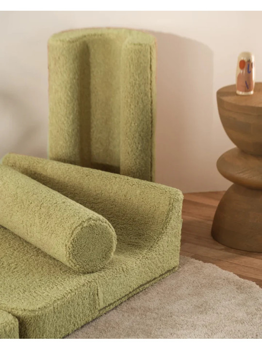 Set divano modulare in schiuma per bambini con rivestimento sfoderabile in tessuto teddy verde matcha Flipster by Wigiwama