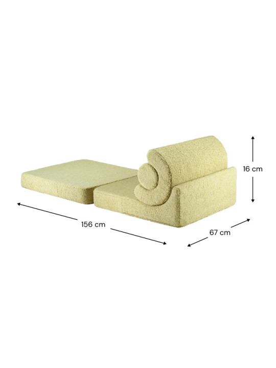 Set divano modulare in schiuma per bambini con rivestimento sfoderabile in tessuto teddy verde matcha Flipster by Wigiwama