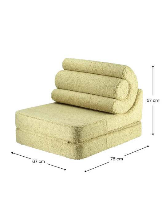 Flipster by Wigiwama Kids Foam Modular Sofa Set with Removable Cover in Matcha Green Teddy Fabric