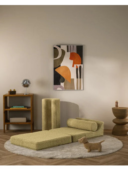 Flipster by Wigiwama Kids Foam Modular Sofa Set with Removable Cover in Matcha Green Teddy Fabric