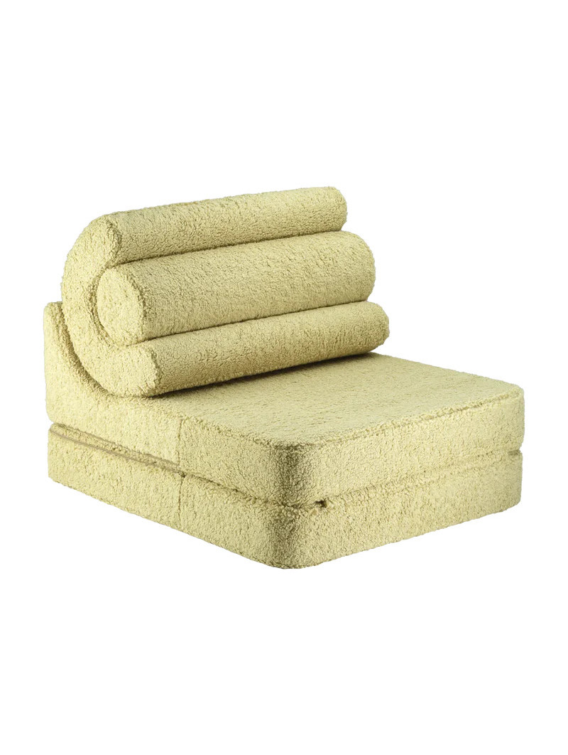 Flipster by Wigiwama Kids Foam Modular Sofa Set with Removable Cover in Matcha Green Teddy Fabric