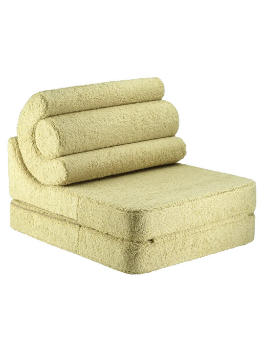 Flipster by Wigiwama Kids Foam Modular Sofa Set with Removable Cover in Matcha Green Teddy Fabric