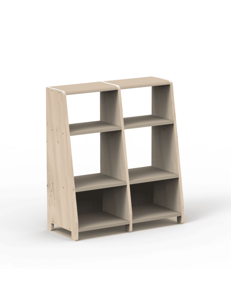 Libreria scaffale evolutivo doppio per camerette bambini e asili in legno - Mathy by Bols