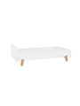 Letto singolo per bambini 90x200 in legno bianco con cassettone con inserto in tessuto a pois