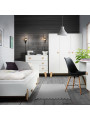 Letto singolo per bambini 90x200 in legno bianco con cassettone con inserto in tessuto a pois
