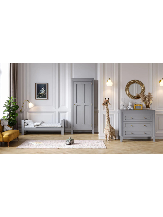 Cameretta Completa 3 Pezzi con Culla 70x140 serie Milenne grigia - VOX