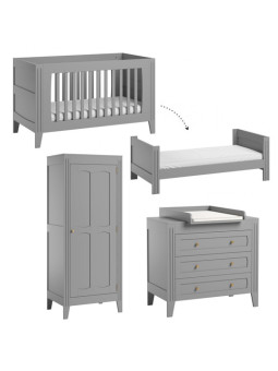 Cameretta Completa 3 Pezzi con Culla 70x140 serie Milenne grigia - VOX