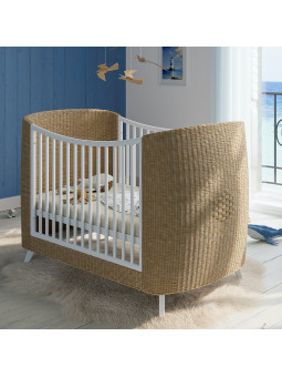 Coquillage Evolutive Bed in Rattan 60x120 White - Théo Bébé